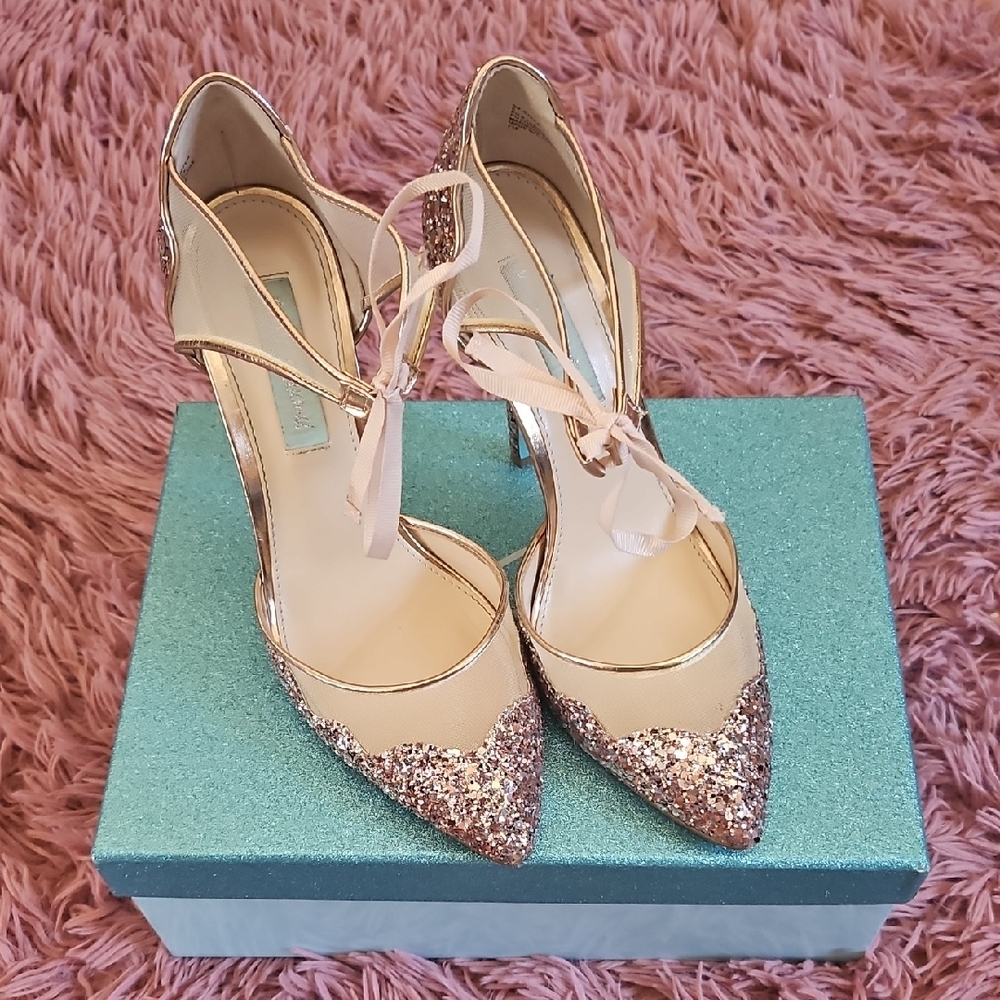 Blue By Betsey Johnson Champagne Glitter Heels